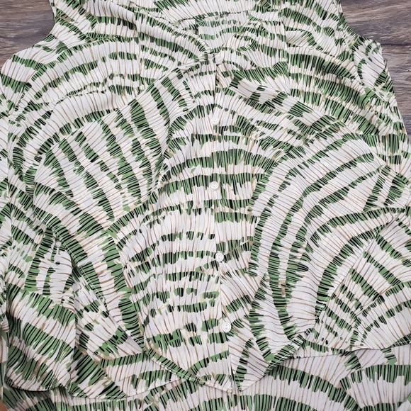 Sioni Hi-Lo Hem Sleeveless Blouse Pleated Front Sz Large Earthy Neutral Comfort - Picture 7 of 8